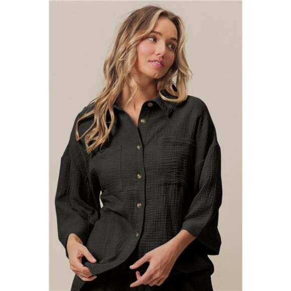 BiBi Crinkle Gauze Shirt and Short Set - Picture 2 of 3